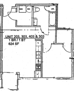 201Lofts One Bedroom One Bathroom Floor Plan